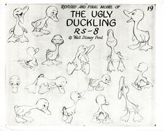 the ugly duckling cartoon character model sheet