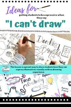 an advertisement for i can't draw with handwritten letters and writing on paper