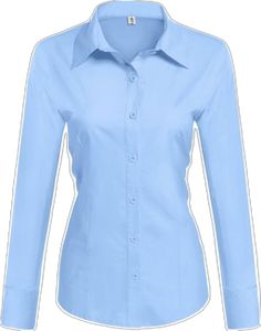 Hotouch Womens Stretch Basic Button Down Shirt Long Sleeve Slim Fit Dress Shirts Solid Business Work Blouses Tops (Light Blue, Xl) Slim Fit Shirts, Blue Dress Shirt, Solid Dress Shirt, Classic Blouses, Slim Fit Dress, Slim Fit Dress Shirts, Fitted Dress Shirts, Slim Fit Dresses