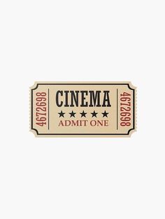 an old fashioned movie ticket with the words cinema admit one on it's side