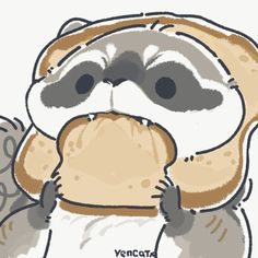 a drawing of a raccoon holding something in its mouth with the words ventura on it