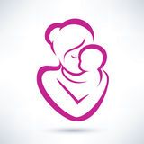 a woman holding a baby in her arms, logo or icon for breastfeeding