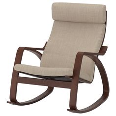 the rocking chair is made from wood and fabric