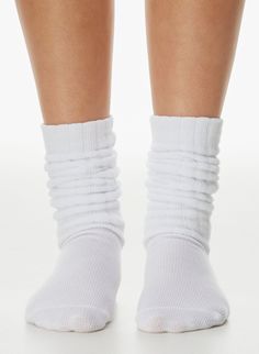 BEST-EVER SLOUCHY CREW SOCK | Aritzia White Slouch Socks, Scrunched Up Socks, Crew Socks With Sneakers Outfit, Crew Socks With Sneakers, Socks With Sneakers Outfit, Christian Wishlist, Socks With Sneakers, Fendi Socks, Slouchy Socks