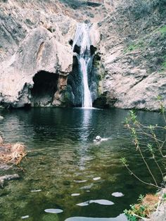 there is a small waterfall in the water