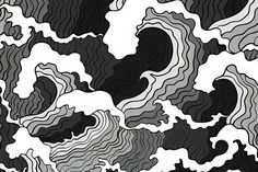 an abstract black and white background with wavy lines