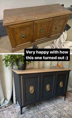 an old dresser is turned into a sideboard