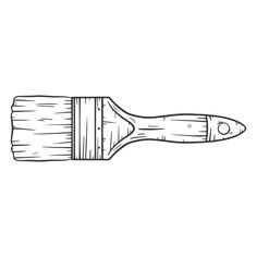 a black and white drawing of a paint brush