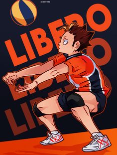 an image of a man playing tennis with the words libero in front of him