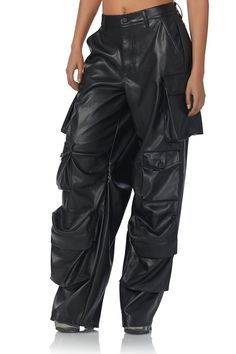 The clean lines of the wide-leg Maxwell cargo pants are enhanced by a high-waist design. Street style pocket details and a relaxed fit make her your new go-to pants. She comes in noir faux leather. Style Tip: Pair her with a Zadie for a complete look. Noir Faux leather High rise Wide wide leg Relaxed fit Cargo pocket d Leather Cargo Pants, Baggy Cargo Pants, Cargo Pocket, Leather Style, Character Ideas, Cargo Pant, Stage Outfits, Pocket Detail, Clean Lines