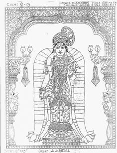 Lord Vishnu Drawing, Vishnu Drawing, Vishnu God, Temple Art, Hinduism Art, Vedic Art, Goddess Artwork, Tanjore Painting