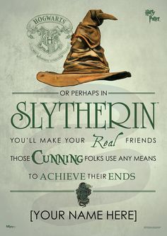 a harry potter poster with the hogwarts hat on it