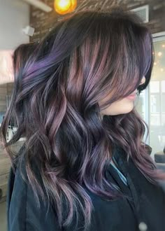 Chocolate Mauve Hair Color Ideas Chocolate Mauve Hair, Mauve Hair, Lilac Hair, Purple Highlights, Beautiful Hair Color, Looks Party, Hair Color Ideas For Brunettes