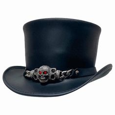 Mens Top Hat - The Leather Marlow w/ LT Hat Band – American Hat Makers Skull Icon, Leather Top Hat, American Hat Makers, American Hat, Mad Hat, Mens Top, Red Eye, Gothic Style, Mens Leather