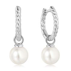 PRICES MAY VARY. Buy 1 Enjoy 2 Styles: The pearl earrings can be worn as a pair of dainty pearl drop earrings or a pair of daily hoop earrings by removing the pearls. It is versatile and keeps a charming decent look! Stylish with Good Material: Made of 925 sterling silver with white gold/ 14K gold plated. Pearls are well selected shell simulated 8MM pearls and have the gorgeous lustre. Perfect Gift Choice: The pearl dangle earrings are good for women in all ages. With the nice gift box, it is a Buy Pearls, Silver Pearl Earrings, Dangle Hoop Earrings, Pearl Hoop Earrings, Sterling Silver Hoop Earrings, Pearl Earrings Dangle, Sterling Silver Hoops, Pearl Drop Earrings, Pearl Drop