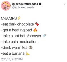 Good Things To Eat On Your Period, Things To Eat During Period, Food Period Cramps, Things To Eat When On Your Period, Medicine For Period Cramps, Things To Do When You Have Your Period, What To Do When U Have Period Cramps, What To Do When Having Period Cramps, Stuff To Eat When Sick