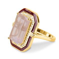 PRICES MAY VARY. HIGH QUALITY: Crafted with exquisite 14k gold-plated silver, this pink rose quartz ring is adorned with a 8 carat rose quartz, white sapphire accents and hand-painted brown enamel for unrivaled luxury. It is stamped with "925" for authenticity. HYPOALLERGENIC: For those seeking both style and comfort, this cocktail statement ring is designed to be 100% nickel free and hypoallergenic making it perfect for sensitive skin. Say goodbye to green fingers even after hours of wear! MATC Art Deco Gold Ring, Colorful Wedding Rings, Rings On Amazon, Big Rings For Women, Art Deco Inspired Jewelry, Witcher Geralt, Jewelry Stack, Family Rings, Rose Quartz Jewelry