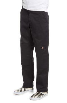 Soft and stretchy twill cotton enhances the comfort of contemporary workwear pants featuring a sturdy double knee to reduce wear and tear. Style Name:Dickies Men's Flat Front Double Knee Pants. Style Number: 6196860. Dickies Skate Pants, Men’s Work Pants, Dickies Double Knee Pants Outfit, Brown Dickies Outfit Men, Black Dickies Outfit Men, Dickies Pants Outfits For Men, Dickies 874 Outfit Men, Men’s Pants, Knee Pants Outfit