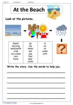 the worksheet for reading at the beach with pictures and words to help students learn how