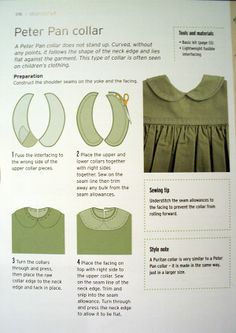 the instructions for making peter pan collars are shown in this page, and there is also an instruction manual on how to sew them