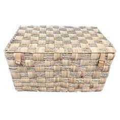 an empty wicker box on a white background