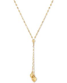 Macy's Double Heart 18" Lariat Necklace in 10k Gold & Reviews - Necklaces - Jewelry & Watches - Macy's Necklace Stacks, Macys Jewelry, Gold Long Necklace, Gold Heart Necklace, Necklaces Jewelry, Double Heart, Lariat Necklace, Gold Heart, Heart Of Gold