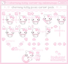 a cross stitch pattern with hello kitty and other cats in pink, on a white background