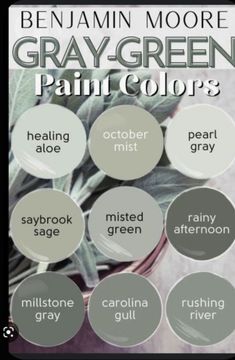 the color scheme for gray - green paint colors is shown in different shades and sizes