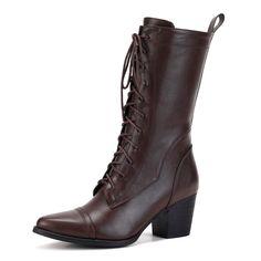 PRICES MAY VARY. UTIKLIOU Mid Calf Boots: Women's Combat Boots Side Zipper; Faux Fur Lining / Rubber Sole / Upper PU Leather; Heel Height: 2.8" / 7 cm. Quality Materials: These brown mid calf boots for women are made of premium PU leather, even the rubber soles are built tough to resist wear and tear. Functional Zipper: Full-length zipper along the one side, so you never have to worry about undoing the laces. Easy on and off. Versatile Style: These combat military winter boots are easy to pair w Women's Mid Calf Boots, Brown Mid Calf Boots, Steampunk Boots, Pirate Boots, Military Combat Boots, Womens Work Boots, Womens Combat Boots, Lace Up Combat Boots, Womens Mid Calf Boots