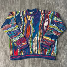 Vintage 90s Coogi Abstract Style 3D Knit Grandpa Fashion Fall Winter Season 1990s Fashion Multi Color Pullover Sweater Extra Large Mens  Condition:  Excellent Used Condition  = No Flaws Measurements: Please see photos above for all measurements IF YOU BUY TWO OR MORE ITEMS USE THE CODE BUNDLE @ CHECK TO SAVE 20% WE SHIP WITHIN 24 HOURS AFTER PURCHASE! Please be aware that we do not offer free returns!! The Buyer is responsible for the cost of the return label. Follow us on TikTok & Instagram @findsnostalgic and tag us in your finds Funky Men Outfits, Funky Sweaters Aesthetic, Grandpa Sweater Outfit Aesthetic, Grandpa Aesthetic Outfit, Grandpa Clothes, Multicolor 90s Style Winter Sweater, Grandpa's Sweater, Colorful Outfits Men, Colorful Grandpa Sweater