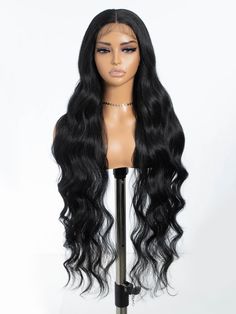 PRICES MAY VARY. Synthetic wig- 36 inch super long body wave hair style, baby hair available, heat resistant fiber, ensure a comfortable and easy wearing experience. Multiple color options synthetic wig, fashion and charming, soft in texture and light in weight. T part transparent lace, easy install, more comfortable and natural. Fluffy and flowing. This synthetic wig enhances natural beauty and allows for versatile styling options. Achieve your desired look effortlessly and confidently. Colorful and affordable, comfortable to wear, perfect for daily use, Halloween, theme party, dating, shooting and so on. It can make you more beautiful and charming! The long wave wig comes with 2 adjustable straps that can loosen or tighten the wig and fit most head sizes and shapes, 3 little combs make i Jet Black Crimped Hair, Jet Black Wig Install, Long Body Wave Synthetic Wig, Long Jet Black Hair Straight Lace Front Wigs, Jet Black Straight Wig, Jet Black Hair, Body Wave Wig, Body Wave Hair, Long Straight Hair