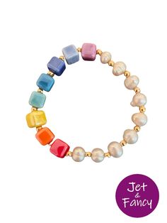 Fresh water pearl and multi color ceramic stretch bracelet Czech Jewelry, Color Ceramic, Fresh Water Pearl, Stretch Bracelet, Stretch Bracelets, Arm Band, Fresh Water, Freshwater Pearls, Diy Jewelry