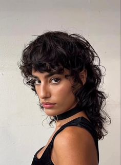 Funky Curly Haircuts, Mullet Shag Haircut, Shag Mullet Curly Hair Short, Curly Mullet Reference, Wavy Shag Mullet, Wolf Cut Curly Hair Short, Long Wolf Cut Hair Curly, Long Curly Mullet Hairstyle Women