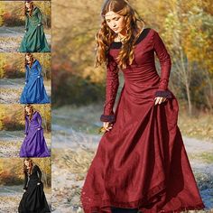 Hemline / Train:Maxi; Season:All Seasons; Sleeve Length:Long Sleeve; Look After Me:Washable; Gender:Women's; What's in the box:Dress; Types:Dress,Tunic Dress; Holiday:Halloween,Masquerade; Style:Medieval,18th Century,Vintage Dress; Elasticity:Inelastic; Occasion:Festival,Ren Faire,LARP,Party  Evening; Material:Terylene; Age Group:Adults'; Characters:Viking,Outlander,Ranger,Elven; Cosplay Works:Valhalla; Net Weight:0.34; Clothing Waist:null; Clothing Length:null; Bust:null; Shoulder Width:null; S Medieval Dress Princess, Queen Gown, Medieval Cosplay, Medieval Woman, Fest Outfits, Dress Women Elegant, Medieval Dress, High Waist Fashion, Solid Color Dress