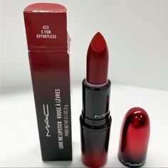 New In Box, Never Used- Mac E For Effortless Is A Moderately Warm-Toned, Medium-Dark Red With A Cream Finish Open To Offers *Check Out My Other Listings :) Cosmetics+ Brownish Red Lipstick, Glossy Pops, Storybook Cosmetics, Mac Lipstick Shades, Lips Color, Hot Lipstick, Dark Red Lips, Makeup Mac, Film Academy