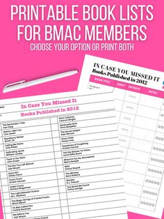 printable book lists for bmac members to choose your option or print both