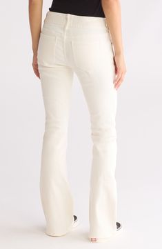 Flared bootcut jeans bring trend-right charm to your casual ensemble while the creamy-white wash enhances your look. 31 1/2" inseam; 9 1/2" front rise (size 26) 99% cotton, 1% spandex Machine wash, tumble dry Imported Low Rise Bootcut Jeans, Concert Looks, Preppy Look, Sweaters And Leggings, Suit Shop, Jogger Jeans, Jogger Sweatpants, Comfortable Dress, Sam Edelman Shoes