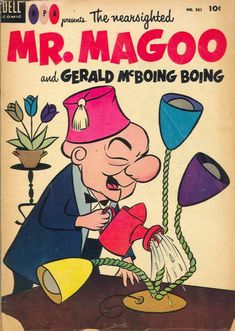 an old comic book cover with a cartoon character on it's face and the title mr magoo and gerald mobing bong