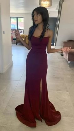 Shiny Red Straps Sheath Long Prom Dress Evening Party Dress Red Fitted Prom Dress Long, Prom Dresses Red Long Gowns, Prom Dresses Dark Red Burgundy, Dark Red Dresses Prom, Prom Dresses On Brown Skin, Red Glittery Prom Dress, Dark Red Grad Dress, Red Wine Prom Dress, Dark Red Dress Prom