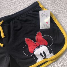 Disney Minnie Mouse Logo Shorts Nwt New, Unworn Junior Size X-Large, Xl Black With Yellow Stripe Design On The Back As Well! Cotton/Polyester Please Note Approximate Measurements As Shown In Photos Stored In Smoke Free Environment Disney Clothes, Mario Rosalina, Womens Sweat Shorts, Disney Lines, Disney Outfits Women, Mouse Logo, Minnie Mouse Shorts, Mickey Mouse Shorts, Disney Shorts