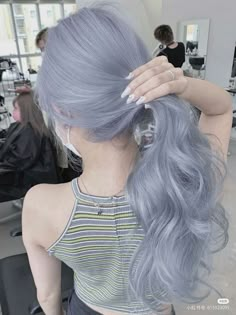 Seafoam Green Hair Color, Hair Color Aesthetic Korean, Colourful Hair Ideas For Blondes, Light Purple Hair Color, Hair Color Ideas Light, Denim Hair, Hair Color Pastel