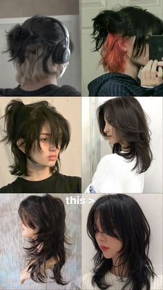 Wolfcut Layers Short, Jelly Fish Haircut Medium, Wolf Cut Hair Color, Haircuts Tomboy, Masc Hairstyles For Long Hair, Japanese Mullet, Female Hair Cut, Mid Length Wolf Cut, Emo Hair Styles