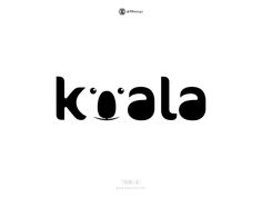 the word koala written in black and white with an image of a cat on it