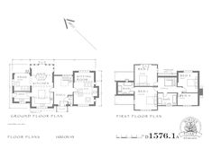 floor plans for the first and second floors of this house, with two separate rooms