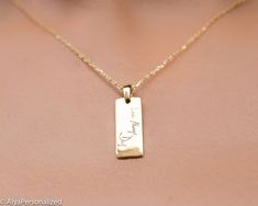 14K Solid Gold Handwriting Necklace Personalized Jewelry Necklace personalized Gift for Women Memorial Gift A Lifetime Piece - Etsy Personalized Necklace Silver, Handwriting Necklace Custom, Personalised Jewellery Necklaces, Initial Bracelet Gold, Handwriting Gifts, Grandma Quotes, Handwriting Bracelet, Sideways Initial Necklace, Necklace Bar