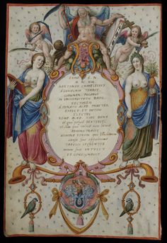 an illuminated manuscript with angels surrounding it