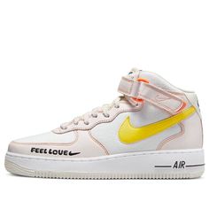 (WMNS) Nike Air Force 1 '07 Mid 'Feel Love' FD0869-100 (AF1/SNKR/Skate/Unisex/Mid Top/Non-Slip/Wear-resistant) Yeezy Boots, Nike Air Force 1 Mid, Air Force 1 Mid, Jordan 11 Retro Low, Nike Models, Womens Air Jordans, Nike Pegasus, Inspirational Messages, Nike Air Force 1 07