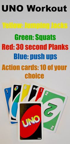 the uno workout game is being used to teach children how to use them for their own activities