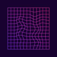 a purple and pink square with lines in it on a black background, the image is made up of squares that appear to be interlocked together