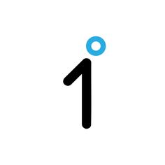 the letter t is made up of black and blue letters, with an arrow pointing to it